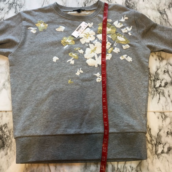 J.Crew NWT Grey Floral Embroidered Sweatshirt - XS - Picture 7 of 7